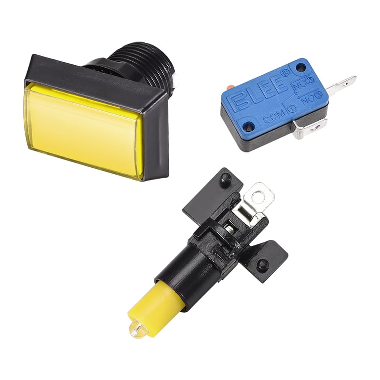 Uxcell 12V LED Switches – Rectangle 49x33mm Blue With Micro Switch ...