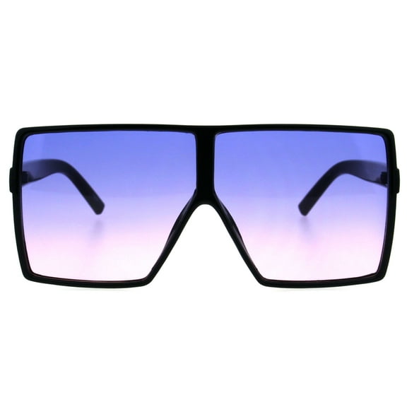 Oversize Shield Rectangular Robotic Futuristic Flat Top Mob Sunglasses Black Blue Pink