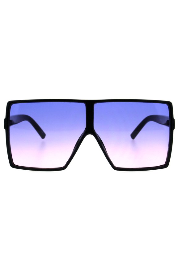 Oversize Shield Rectangular Robotic Futuristic Flat Top Mob Sunglasses Black Blue Pink