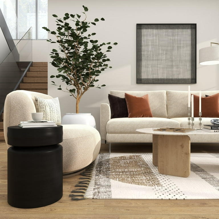 Black metal drum side table deals