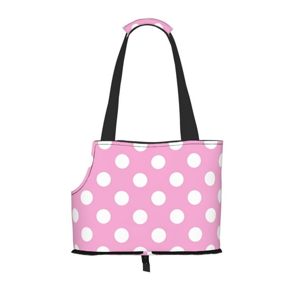Sigee Pink And White Polka Dot for Pet Carrier Bag for Puppy with Pockets for Walking, Subway, Shopping, Hiking, Traveling