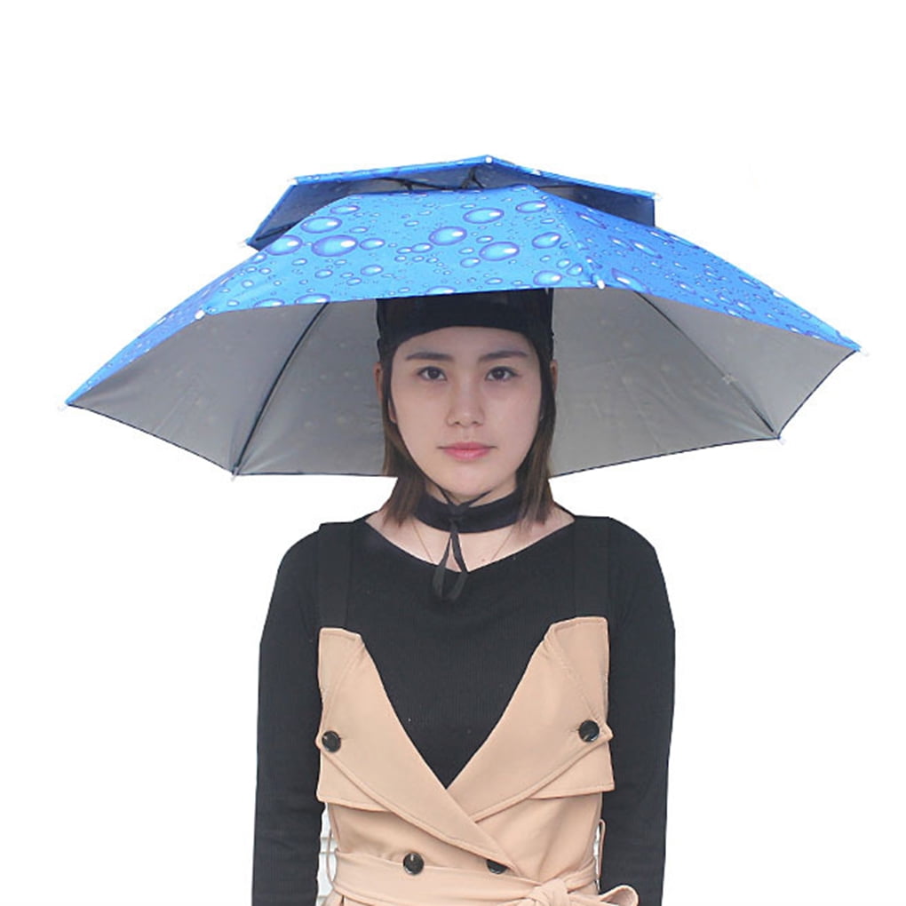 Amart Fishing Umbrella Hat Hiking Beach Camping Headwear Cap Foldable Sunscreen Shade Head