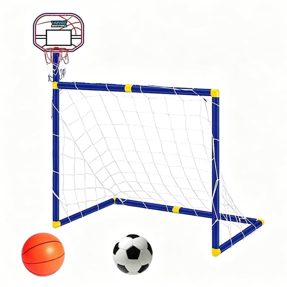 JoyMelo Soccer Goal Set 2 in 1 Sport Toy with Basketball Stand Inddor Outdoor Use for Age 3-12 Kids Boys Girls,Christmas and Birthday Gifts