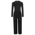 thumbnail image 2 of TSSOE Kids Boys Gymnastics Leotard Lyrical Dance Bodysuits Costume Rhinestones Long Sleeve Patchwork V-collar Jumpsuit Black 8, 2 of 5
