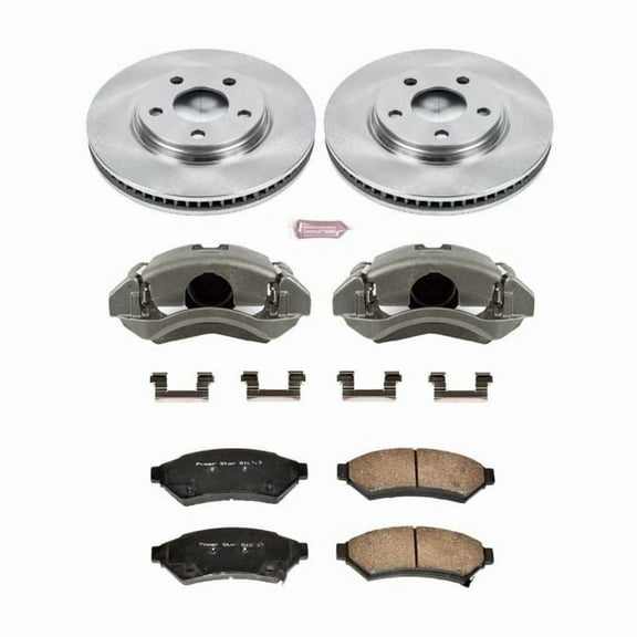 PowerStop Front Stock Replacement Brake Pad and Rotor Kit with Calipers Fits: BUICK CHEVROLET PONTIAC SATURN Select Models KCOE1588
