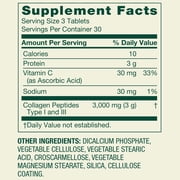 Spring Valley Collagen Type 1 & 3 Plus Vitamin C Hair/Skin/Nails Supplement Tablets, 1,000 mg, 90 Count