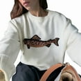 thumbnail image 3 of Women Contrast Fish Sweater Long Sleeve Crew Neck Ribbed Knit Pullover Sweaters Fall Casual Tops White S, 3 of 7