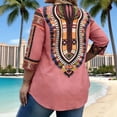 thumbnail image 5 of Uootdi Boho Tops for Women 3/4 Sleeve Crewneck Ethnic Geometric Print Relaxed Fit Trendy Casual Vacation Outfits Gift, 5 of 7