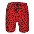 thumbnail image 3 of Honeii's Ladybug Dotted Print Men's Casual Shorts with Drawstring，Swim Trunks Quick Dry Beach Shorts, 3 of 5