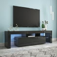 thumbnail image 2 of Modern Large TV Stand with 20 Colors LED Lights for TV up to 70 Inches, Wooden Entertainment Center Media Console with Two Drawers and Open Shelves, TV Cabinet for Living Room, Black, 2 of 7
