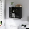 thumbnail image 2 of Black Bathroom Storage Cabinet, Hanging Medicine Cabinet with Adjustable Shelf, Bamboo Over The Toilet Wall Mounted Space Saver Organizer, Double Doors, 2 of 9