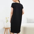 thumbnail image 4 of Tnhcen Women's Plus Size Cotton Sleepwear Dress - Solid Color Crew Neck Loose Fit Midi Nightgown with Built-in Bra Comfortable Home Dress (M-4XL), 4 of 7