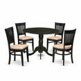thumbnail image 2 of East West Furniture - DLVA5-BLK-C - 5-Pc Dining Room Table Set- 4 Wooden Chairs with Linen Fabric Seat and Slatted Chair Back - Drop Leaves Kitchen Dining Table - Black Finish, 2 of 10