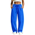 thumbnail image 4 of TZZQ Barrel Sweatpants for Women Baggy Wide Leg Drawstring Elastic Waisted Joggers Active Running Athletic Sweat Track Pants with Pockets Loose Fit Casual Trousers Fall Fashion Trousers Blue S, 4 of 5