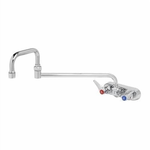 T&S Brass - Workboard Faucet, Wall Mount, 4'' Centers, 18'' Double Joint Nozzle, Lever Handles