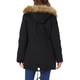 thumbnail image 3 of Chaqueta de parka de invierno para mujer Allegra K, abrigo acolchado largo, cálido, a prueba de viento, con capucha de piel sintética, negro, 3 of 6