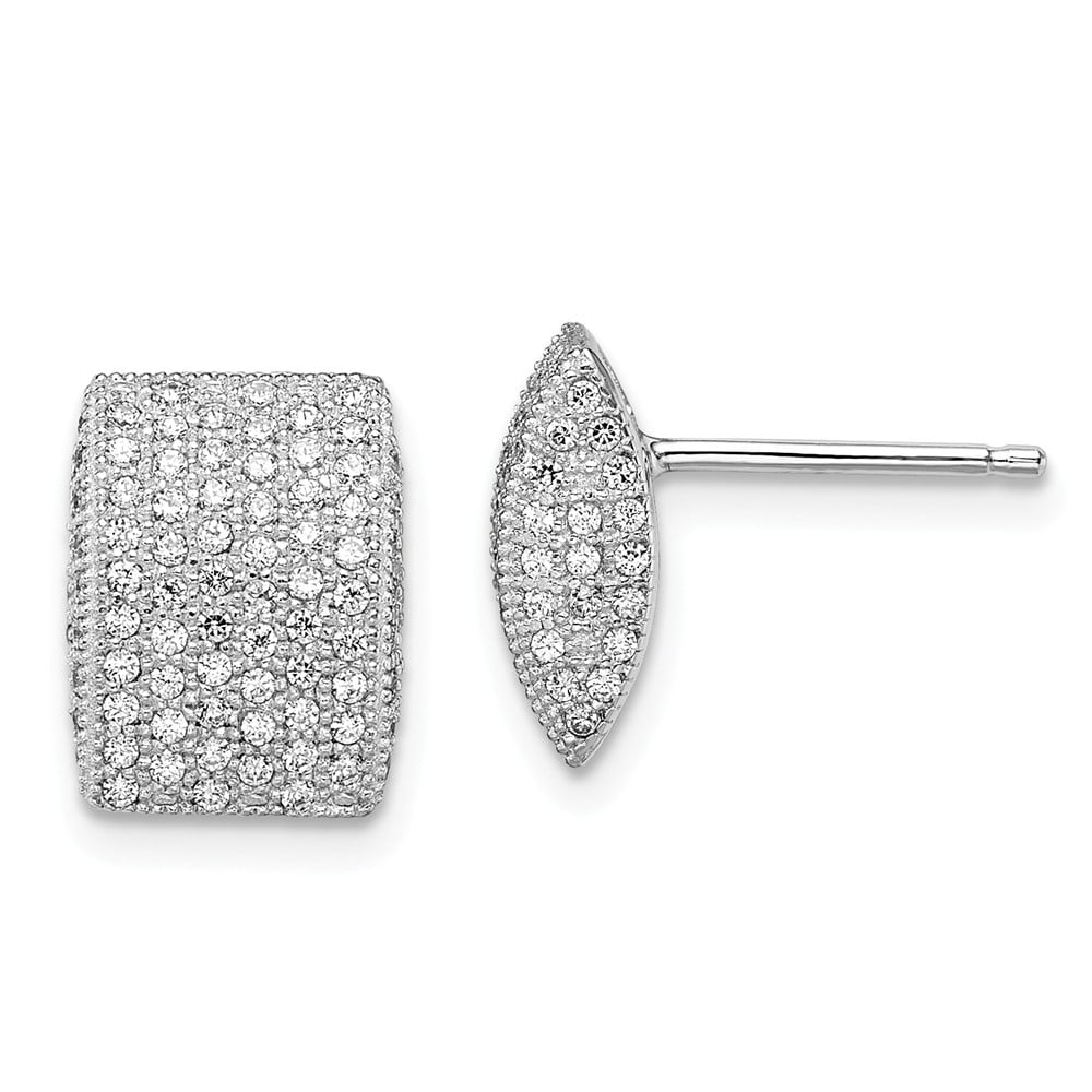 Brilliant Embers 925 Sterling Silver Rhodium-plated Polished CZ Post Earrings