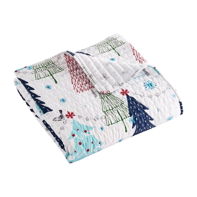 Edredón de algodón con diseño navideño de pino de Levtex Home - Reversible