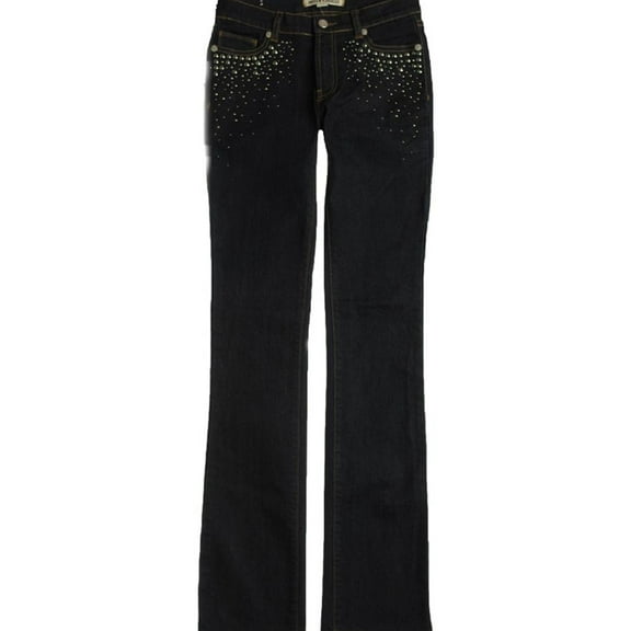 Andrew Charles Womens Backstage Rhinestoned Boot Cut Jeans, Blue, 24