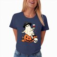 thumbnail image 6 of NOLDARES Halloween Shirts for Women Pumpkin Cat Graphic Tees Fall Crewneck Short Sleeve Costumes Autumn Party Graphic T-Shirt(Navy,XXL), 6 of 7
