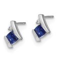 thumbnail image 4 of Auriga Fine Jewelry 10K White Gold Cushion Created Sapphire and Diamond Stud Earrings for Women, 4 of 6