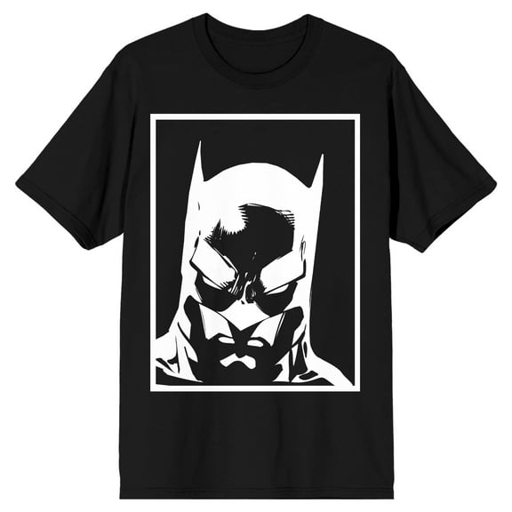 Batman Metallic Ink Batman Head Men's Black T-shirt-4XL