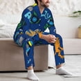 thumbnail image 7 of Lsque Dinosaur In Space Pattern Long Sleeve Pajama Set for Men - Soft 2-Piece Sleepwear and Loungewear Set with Pockets, Comfy Nightwear-Large, 7 of 7