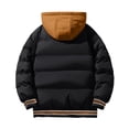 thumbnail image 5 of Danhjin Puffer Jackets for Men Thicken Hooded Windbreak Thermal Fall Winter Warm Outwear Casual Comfy Color Block Quilted Coats, 5 of 9