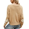 thumbnail image 4 of ITFABS Knit Sweater, Button-down Flower Pattern Long Sleeve V-neck Cardigan, 4 of 9