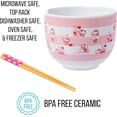 thumbnail image 4 of Silver Buffalo Sanrio Hello Kitty Strawberry Milk Pattern Ceramic Ramen Noodle Rice Bowl with Chopsticks, Microwave Safe, 20 Ounces, 4 of 9