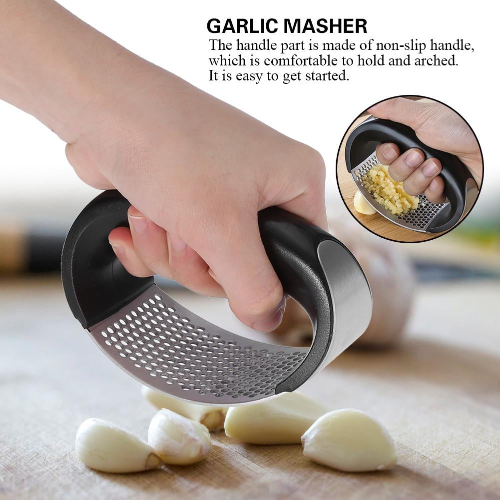 Stainless Steel Garlic Press Crusher Squeezer Mincer Chopper Curved Design Tool 