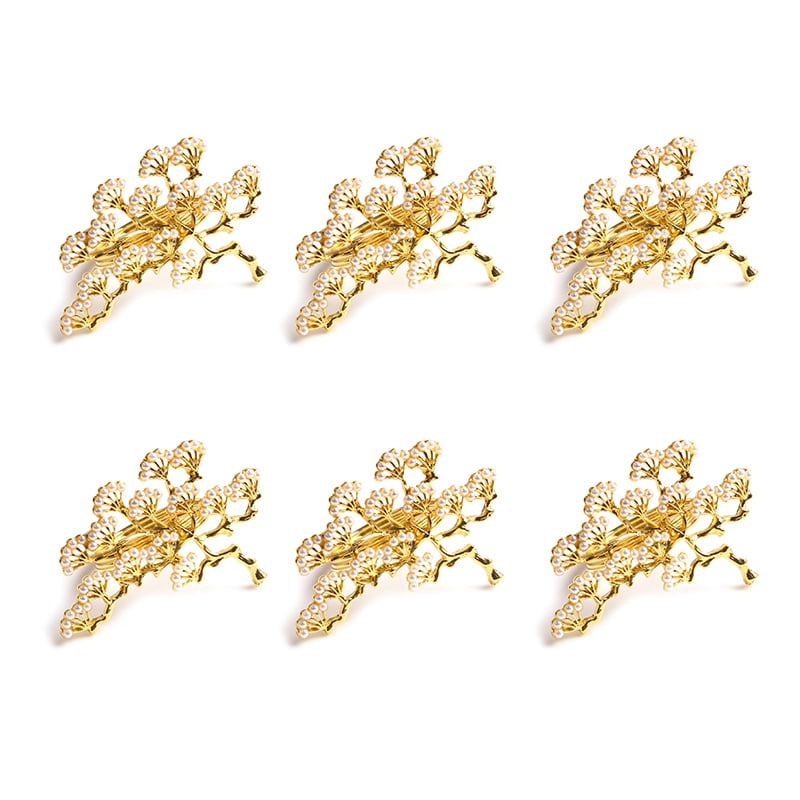 4Pcs Napkin Rings Bee Flowers Zinc Alloy Decorative Buckle for Party Banquet 