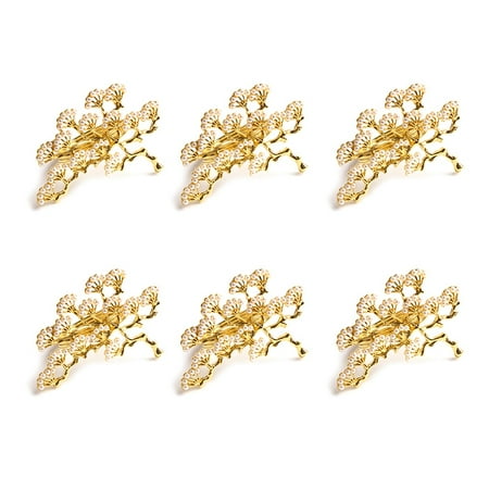 

6Pcs/Lot Pearl Pine Tree Napkin Buckle Zinc Alloy Napkin Ring Western Table Decoration Gold Pearl Napkin Ring