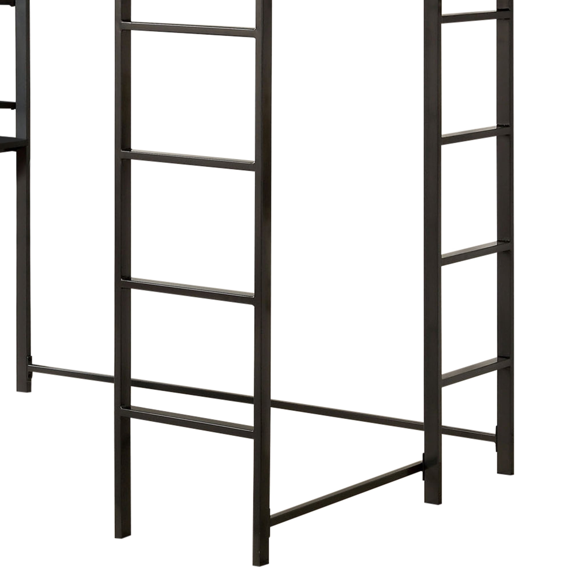 Furniture of America Mort Metal Silver and Gun Metal Full Loft Kids Bed with Workstation