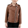 thumbnail image 3 of MKOSPLRT Boys Girls Collar PU Faux Leather Moto Jacket Oblique Zipper Retro Motorcycle Coats Fashion Biker Jacket with Pocket 3-14Y, 3 of 8