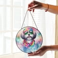 thumbnail image 2 of Hippie Shih Tzu Portrait Watercolor Tie-Dye Vintage Styles Stained Glass Suncatcher Lion Dog Lover Gifts Window Hanging Sign Decor - 00014, 2 of 5