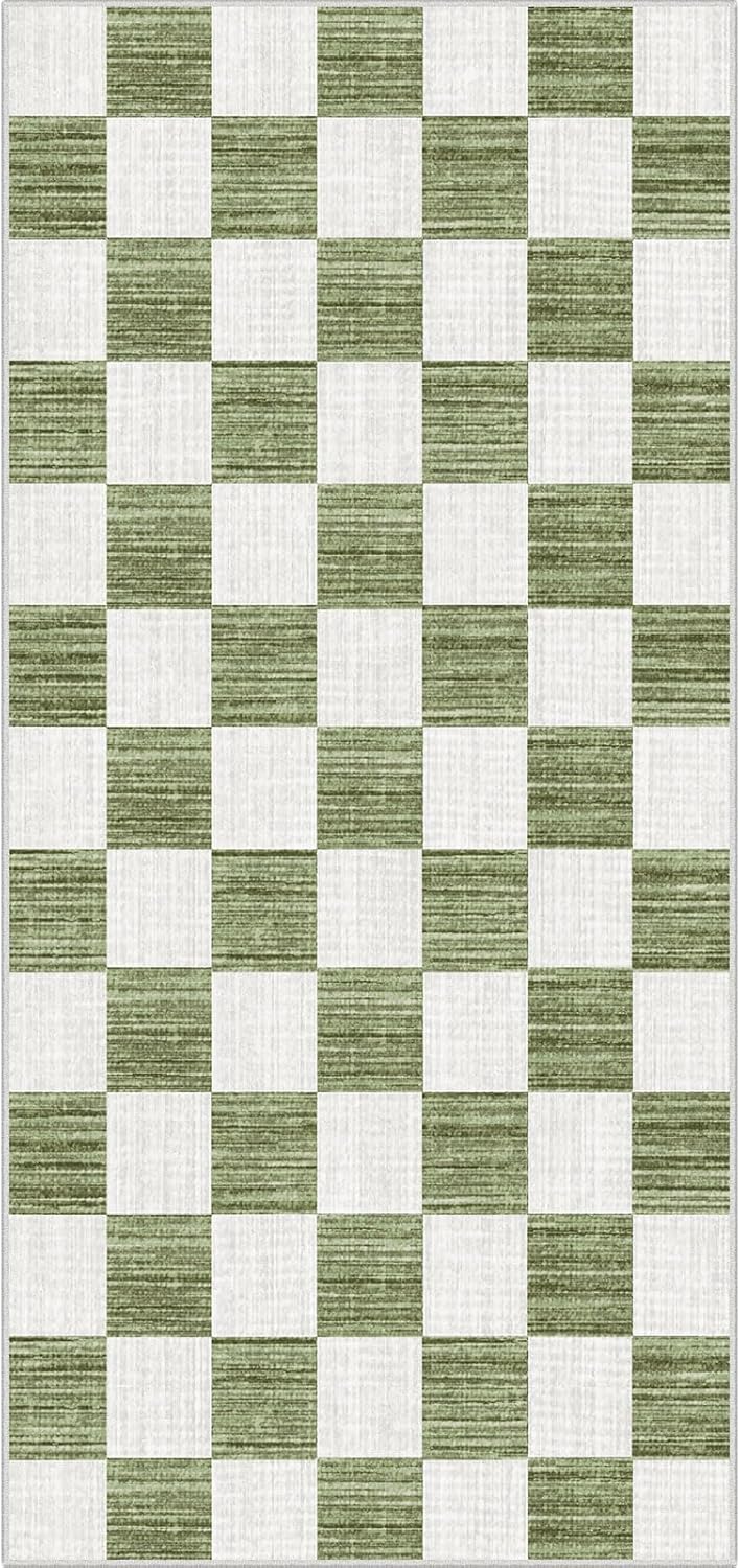Christmas 3x5 Entry Rug - Small Washable Indoor Outdoor Mats for Front Door Non-Slip Porch Rug Holiday Tartan Plaid Throw Rugs for Living Room Bedroom Entryway Kitchen Office Porch Decor