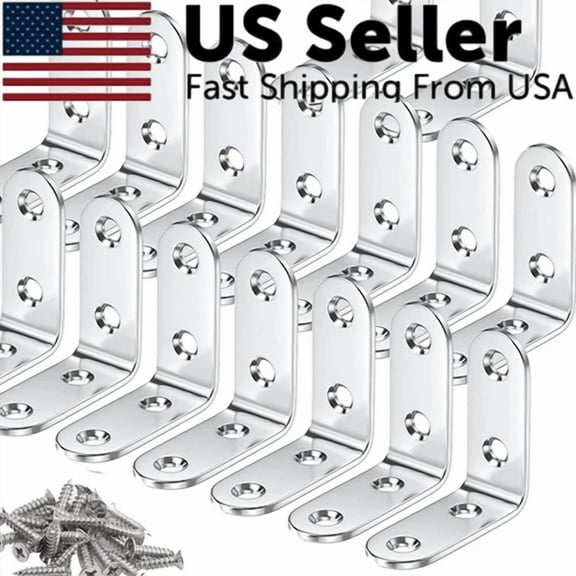 20Pcs L Shape Corner Brace Steel Shelf Support Right Angle Bracket With Screws