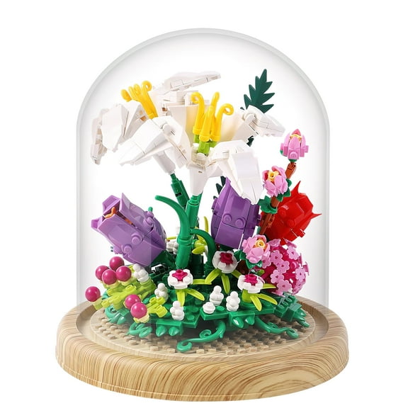 HI-REEKE Flower Mini Building Block Set Lily Bouquet Bonsai Building Kit ABS Toy Gift for Adult