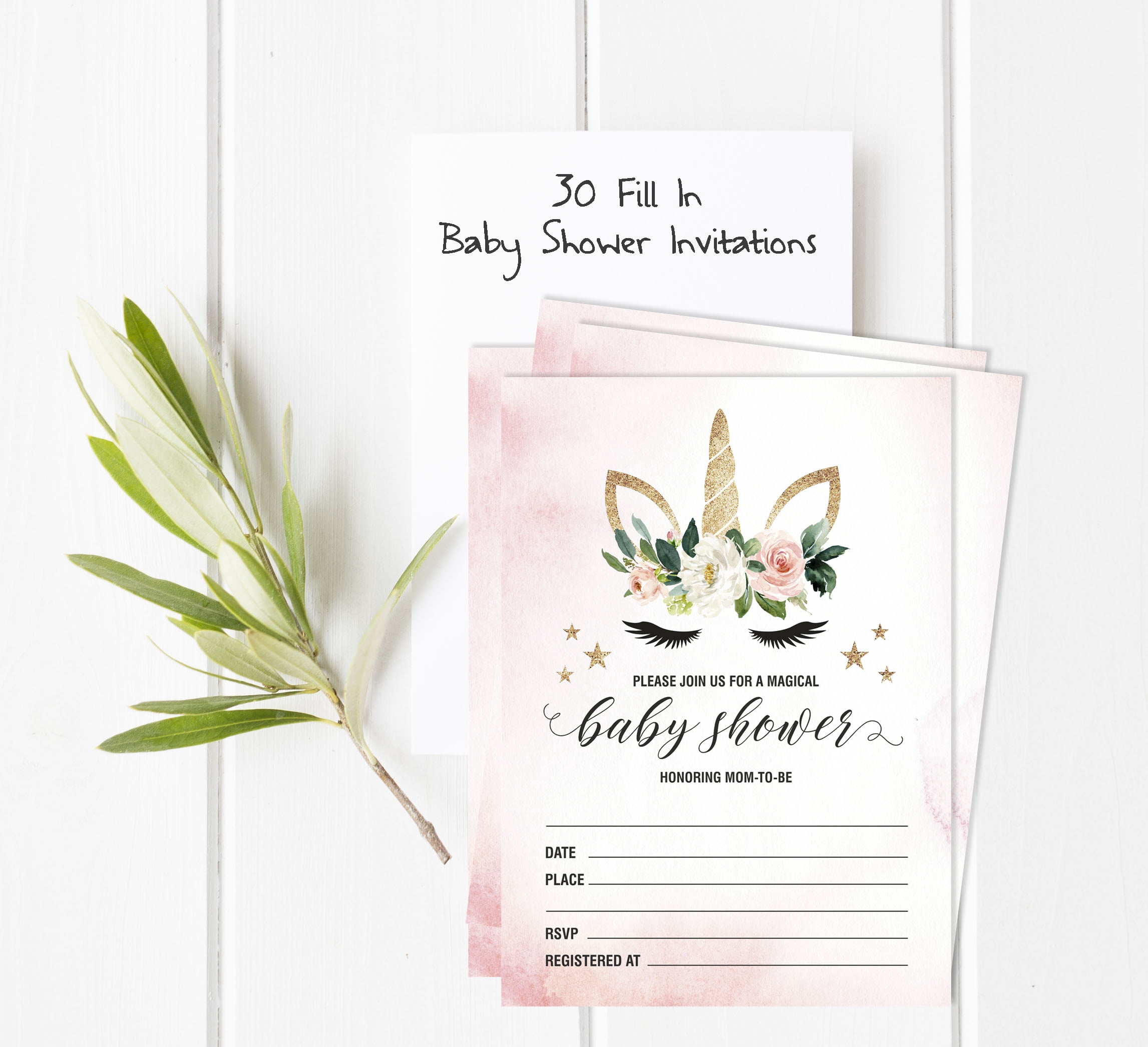 Inkdotpot Set Of 30Gender Reveal Baby Shower Invitations-Diaper Raffle Tickets And Baby Shower Book Request Cards Its a Girl Invites
