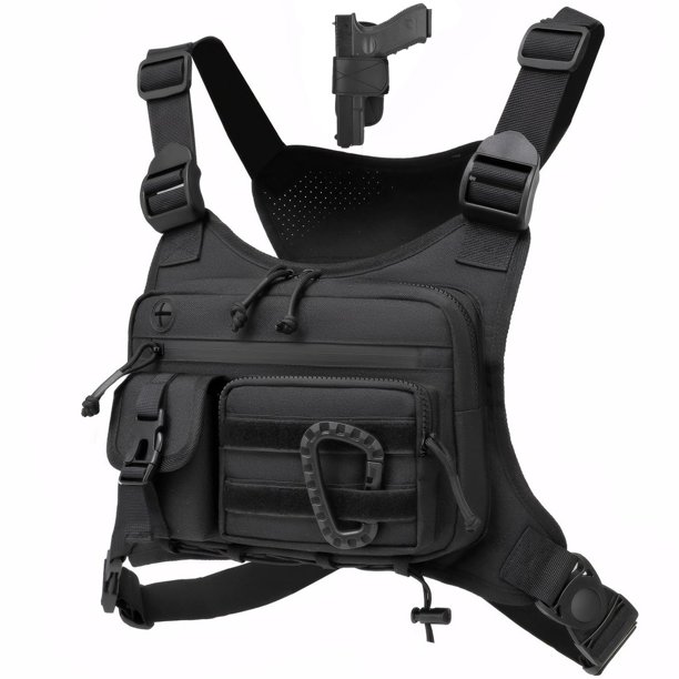 Chaleco táctico Muserise Outdoor con bolsa de pecho para hombre y mujer