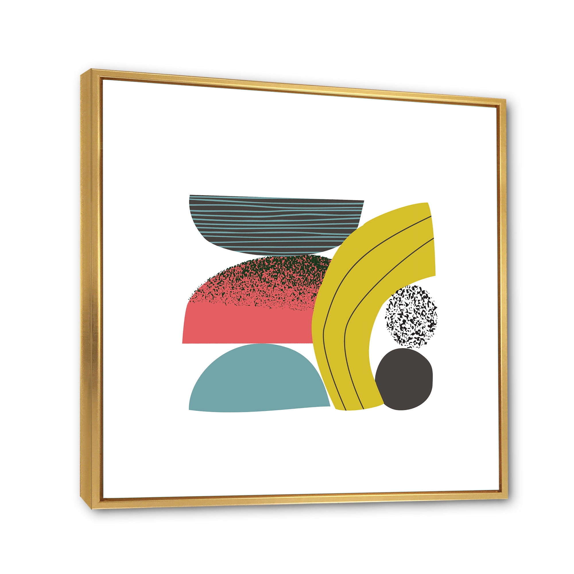 Designart 'Abstract Colorful Geometric Art Collage II' Modern Framed Canvas Wall Art Print