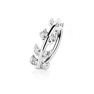 1pc Five CZ Set Gems Septum Clicker 316L Surgical Steel 16g