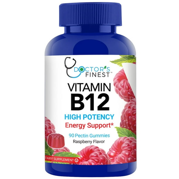Doctors Finest Kosher Vitamin B12 500 mcg Gummies Raspberry Flavor 90 Pectin Gummies
