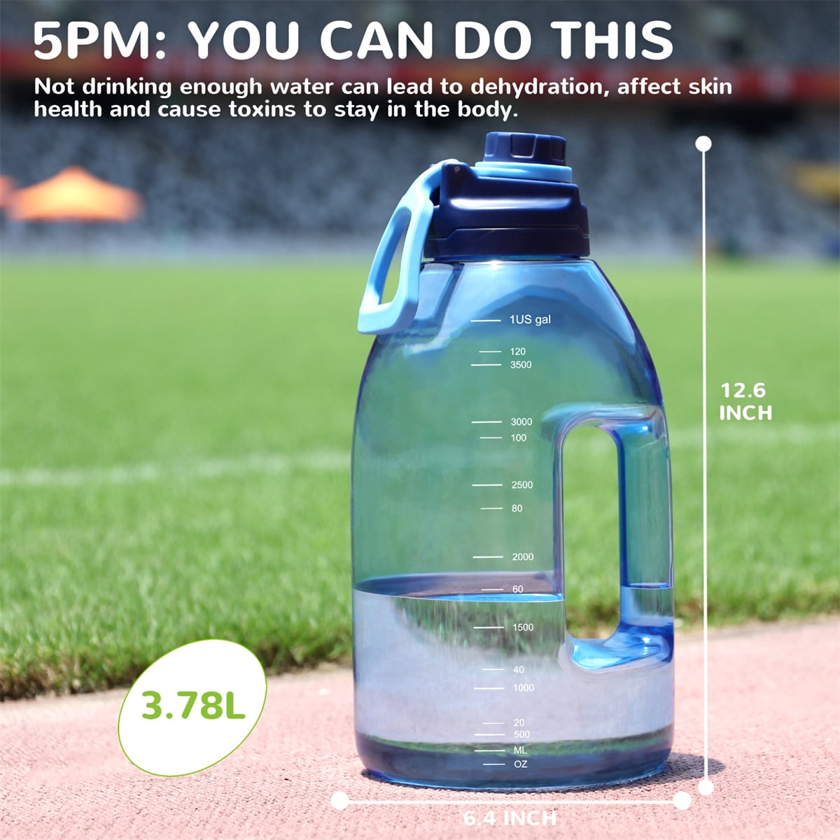 Kepooman Reusable Large-Capacity Water Bottle, Fitness Sports Water Bottle with Leak Proof Flip Top Lid for Gym Yoga Fitness Camping with Time Marker-D Kepooman Reusable Large-Capacity Water Bottle, Fitness Sports Water Bottle with Leak Proof Flip Top Lid for Gym Yoga Fitness Camping with Time Marker-D