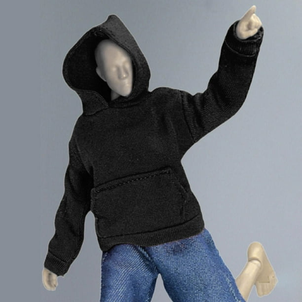 1/12 Female Hoodie Sweatshirt Clothes Clothing for Doll 6inch Female Action  Figures Body Accessory Black 