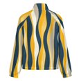 thumbnail image 6 of Jackets for Women Winter Coat Jackets Flannel Stand Collar Jacket(Abstract Wavy Yellow Navy Lines,Size:S-4XL), 6 of 7