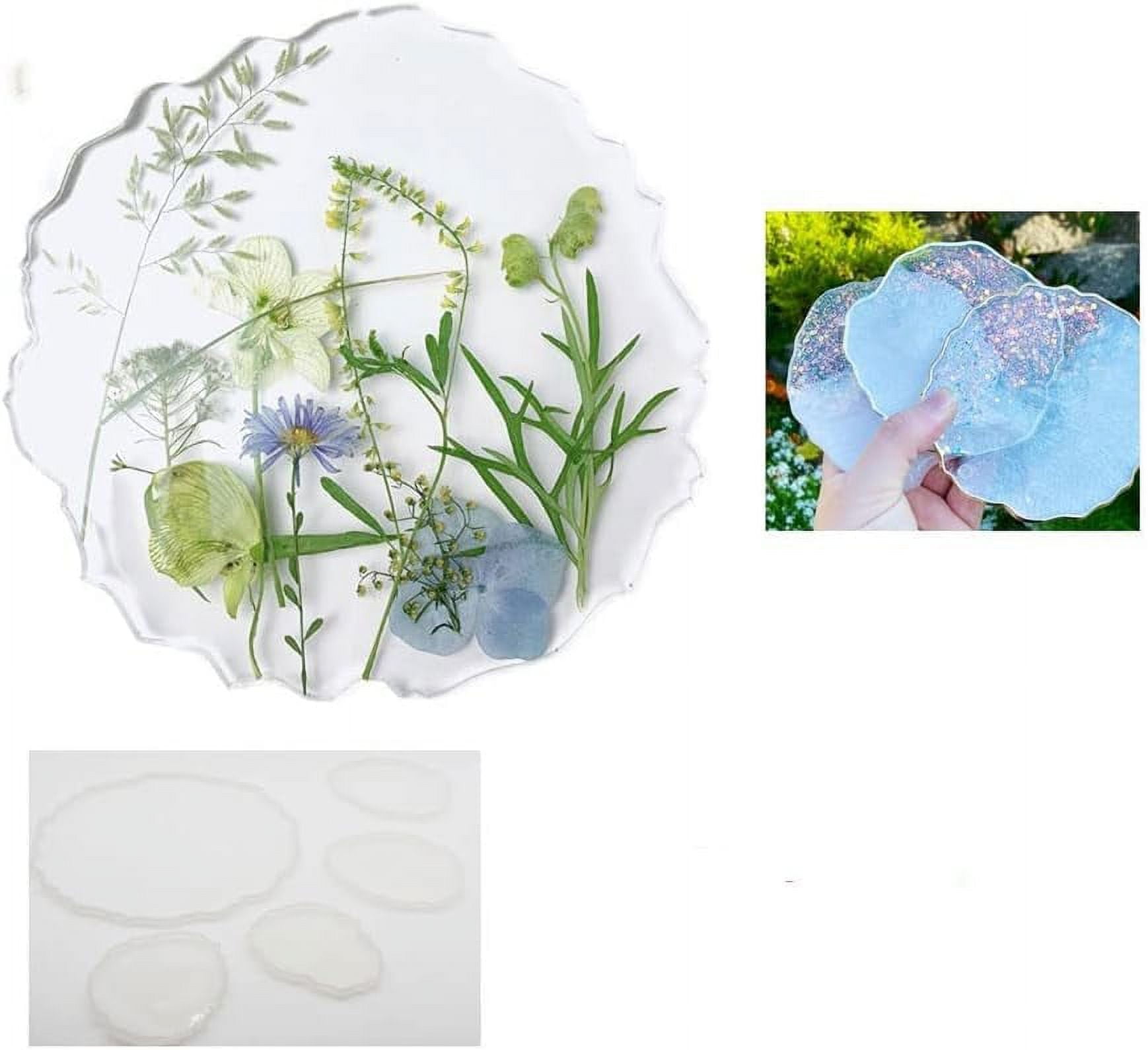 BLESSI 5 Pack Geode Agate Coaster Molds Geode Tray Molds Tray and Coaster Geode Epoxy Silicone Resin Molds Molds 4 Small with 1 Big