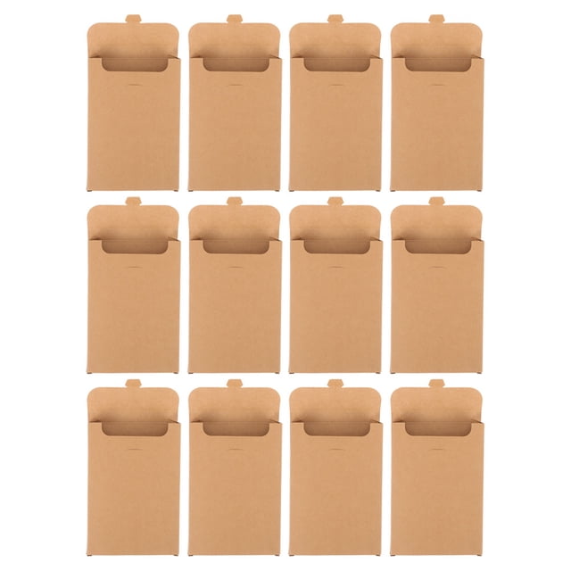 OUNONA 12Pcs Kraft Paper Card Boxes Durable Khaki Storage Cases for Postcards Greeting Cards Envelopes