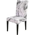 thumbnail image 3 of White Gray Ink Acrylic Painted Chair Covers Set of 4,Spandex Stretch Dining Room Chair Cover,Removable Washable Kitchen Parsons Chair Covers Seat Slipcovers, 3 of 6